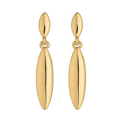 Gold double navette earring